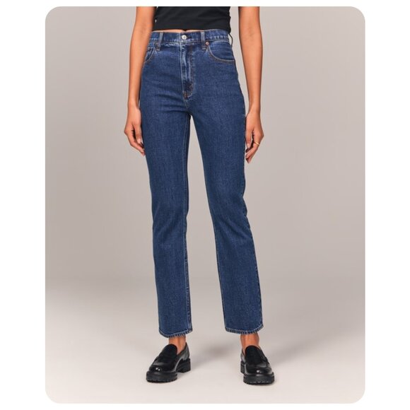 Abercrombie & Fitch Women's Straight Leg Jeans - Dark Blue - Picture 1 of 7